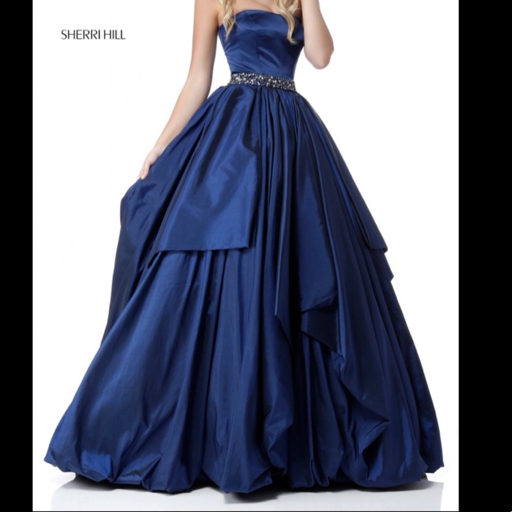 Sherri Hill Black Strapless Ballgown